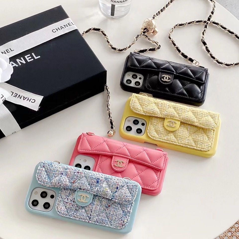 Custodia per telefono con catena di moda per iPhone