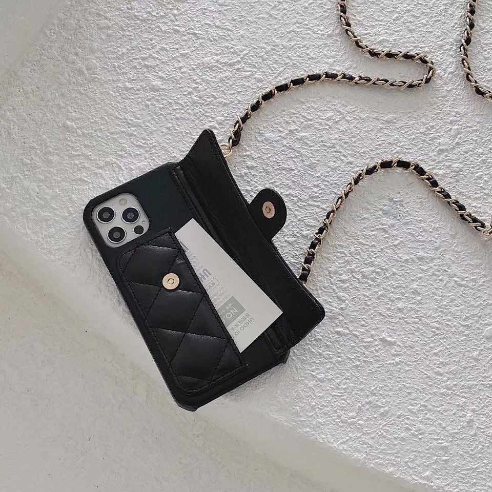 Custodia per telefono con catena di moda per iPhone