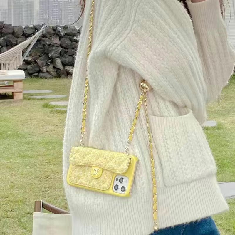 Custodia per telefono con catena di moda per iPhone