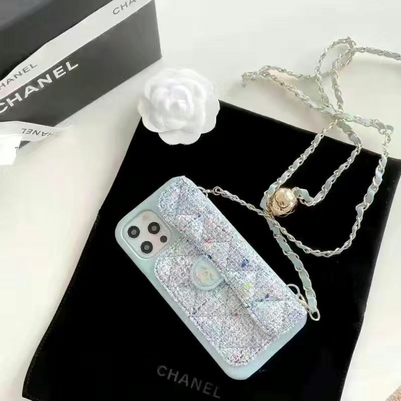 Custodia per telefono con catena di moda per iPhone