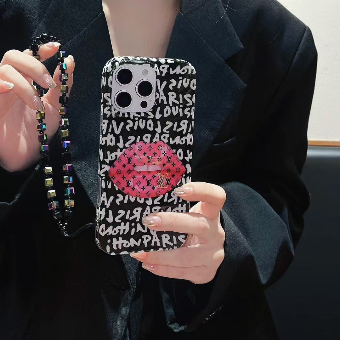 Custodia per telefono sexy nera e rosa per iPhone