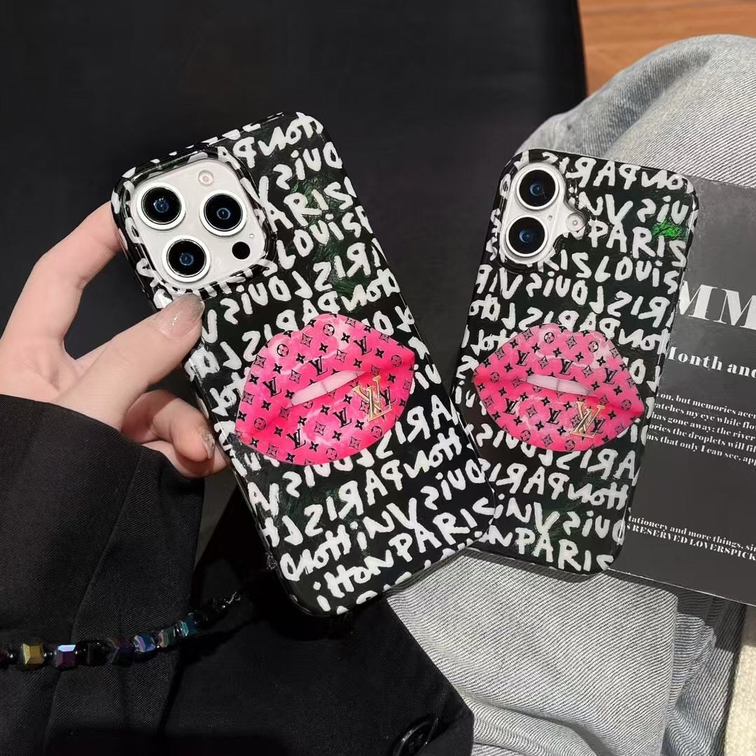 Custodia per telefono sexy nera e rosa per iPhone