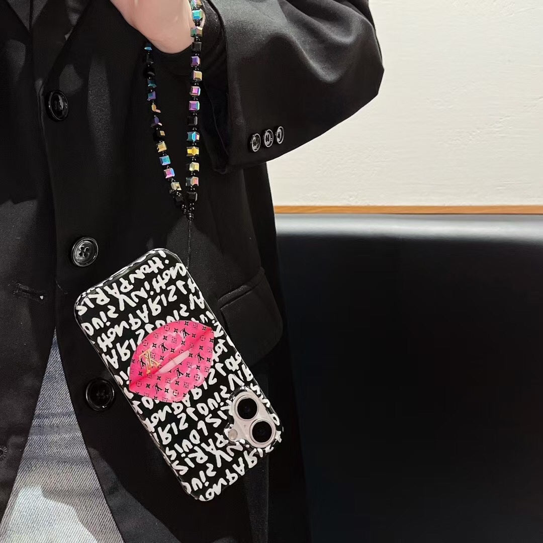 Custodia per telefono sexy nera e rosa per iPhone