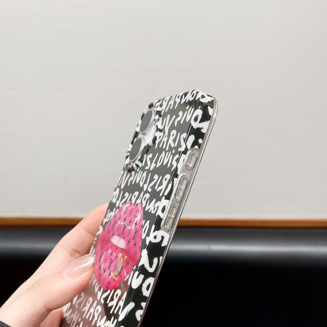 Custodia per telefono sexy nera e rosa per iPhone