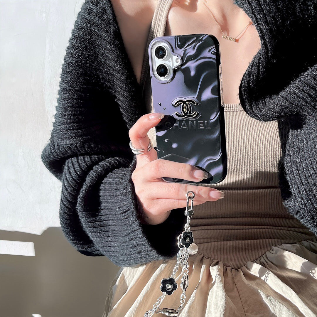 Custodia per telefono con catena viola per iPhone