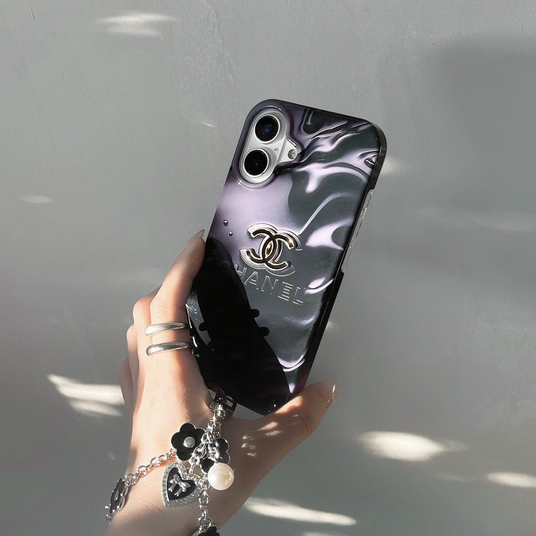 Custodia per telefono con catena viola per iPhone