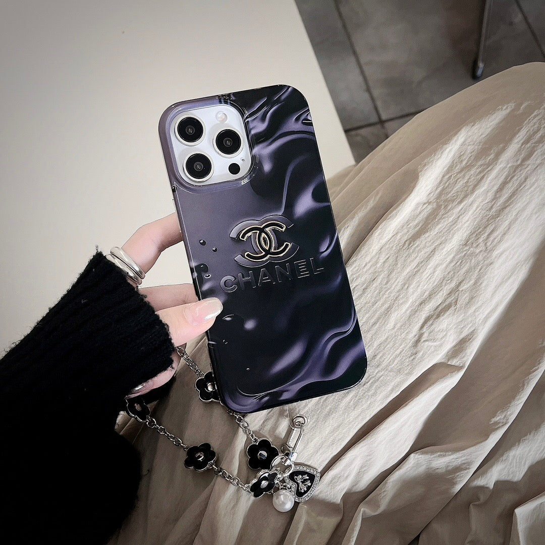 Custodia per telefono con catena viola per iPhone