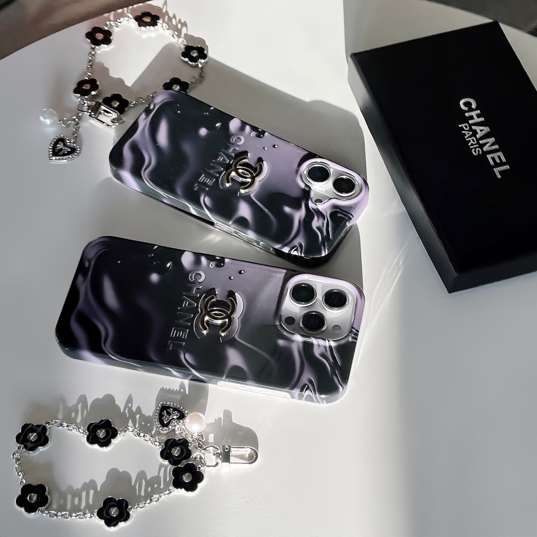 Custodia per telefono con catena viola per iPhone