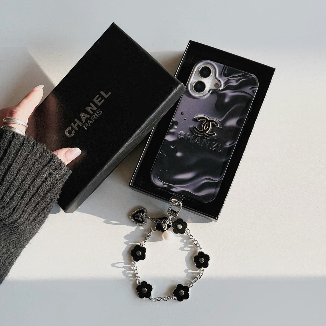 Custodia per telefono con catena viola per iPhone