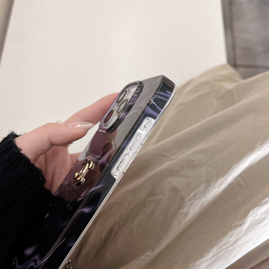 Custodia per telefono con catena viola per iPhone