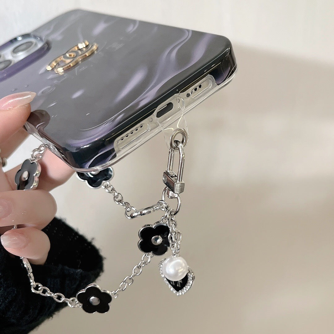 Custodia per telefono con catena viola per iPhone