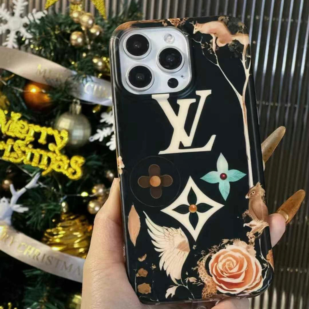 Custodia per telefono con fiore nero per iPhone