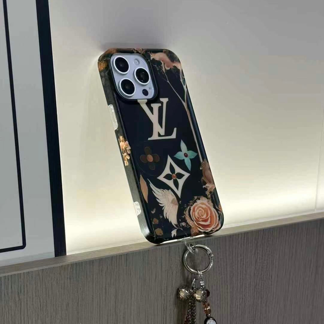 Custodia per telefono con fiore nero per iPhone