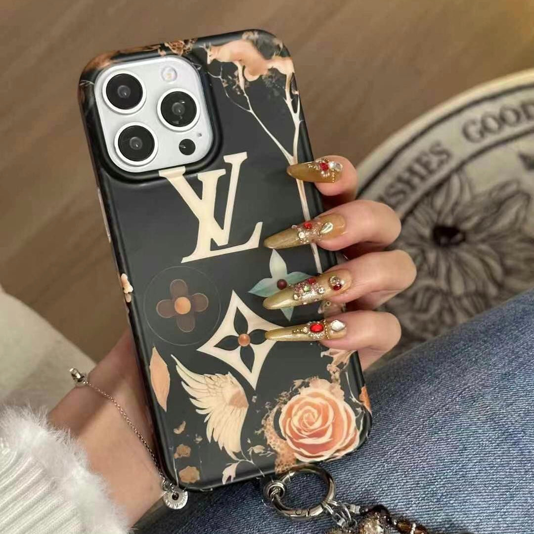 Custodia per telefono con fiore nero per iPhone