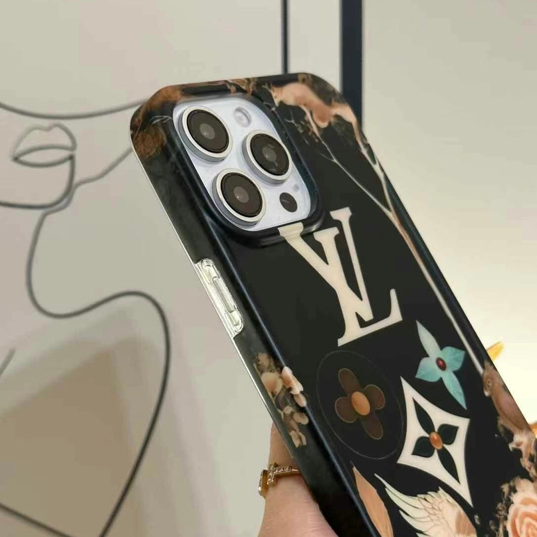 Custodia per telefono con fiore nero per iPhone