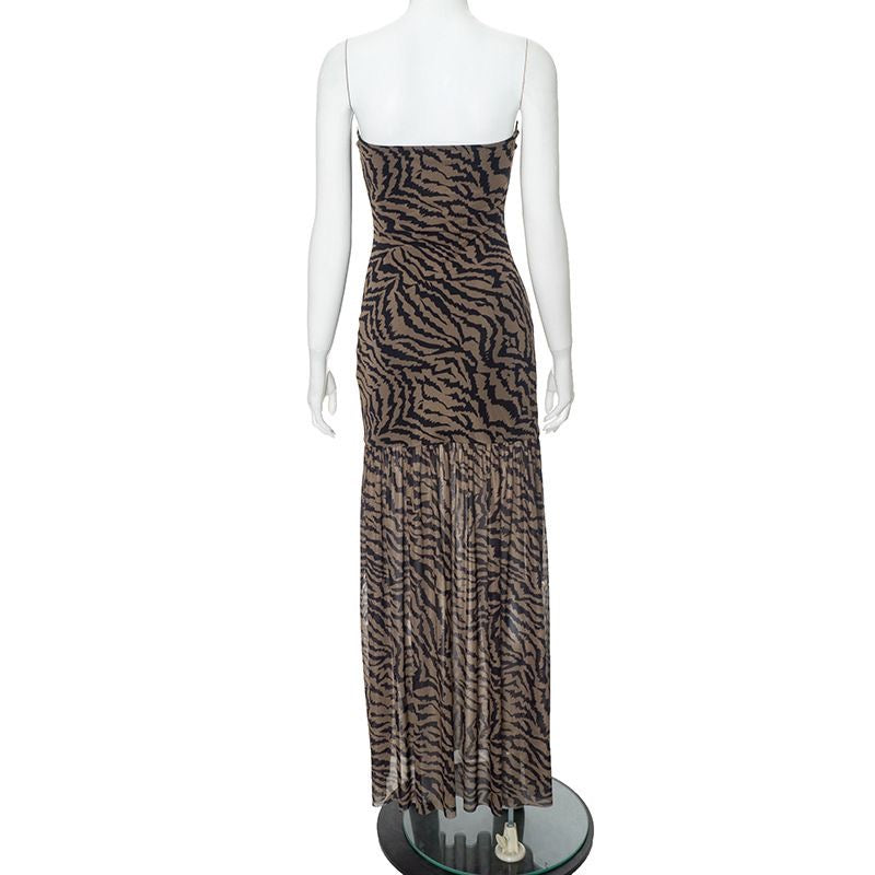 Abito sexy senza maniche con stampa leopardata e tigre
