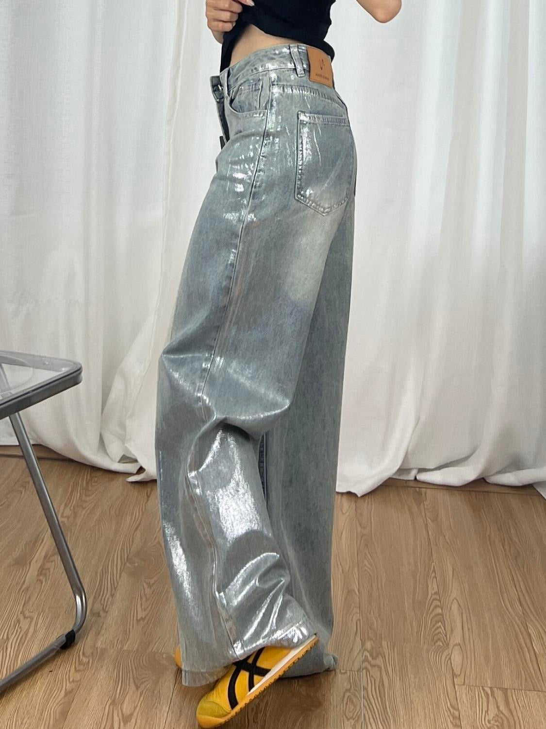Jeans pantaloni larghi e morbidi da salotto