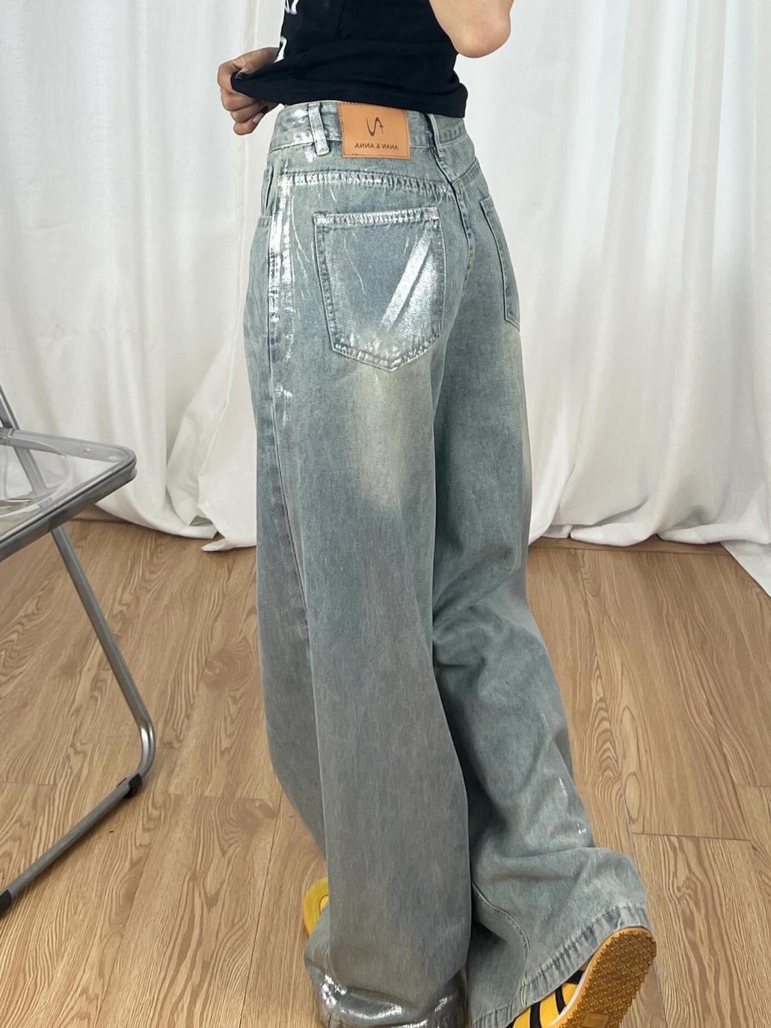 Jeans pantaloni larghi e morbidi da salotto