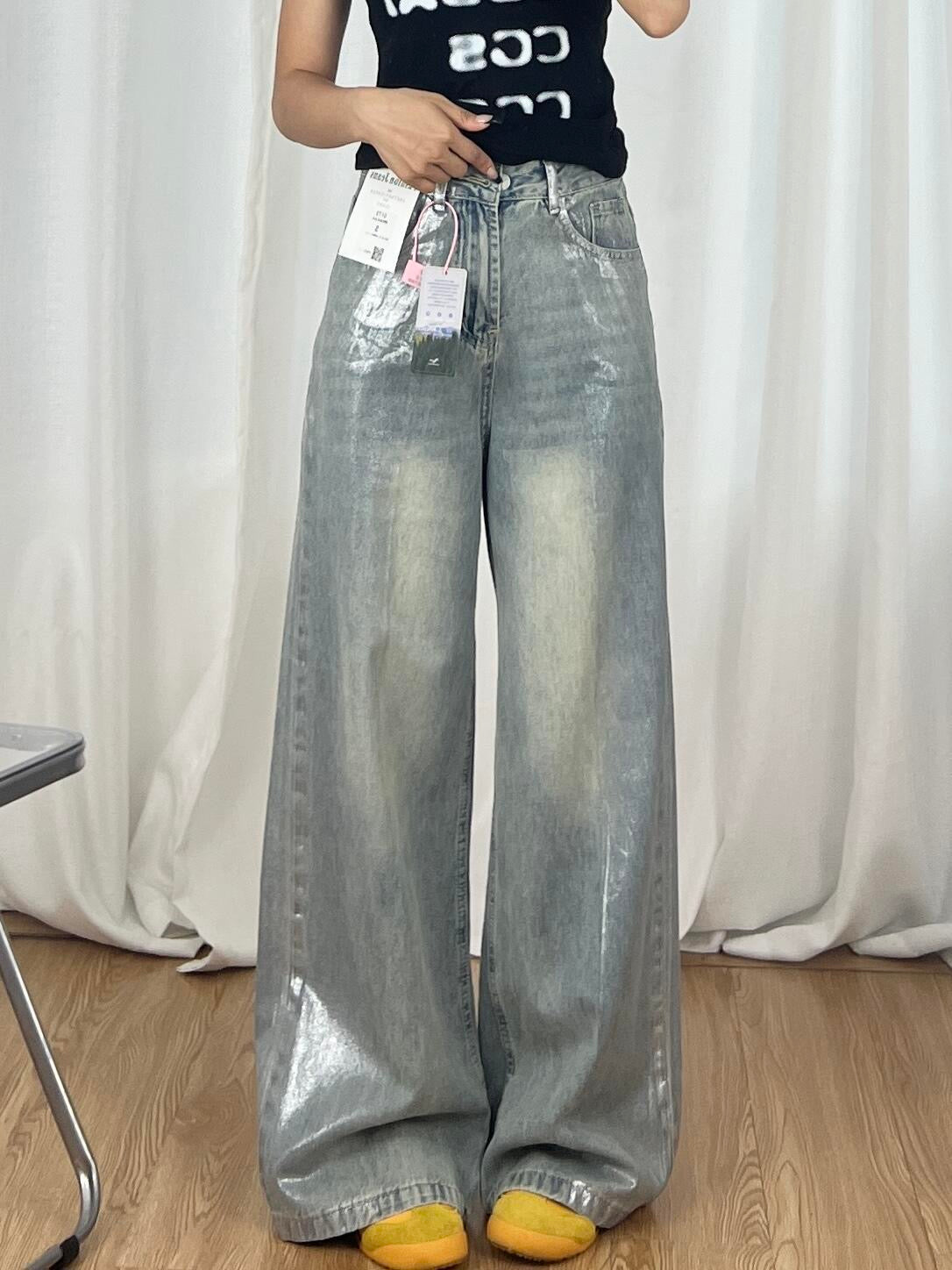 Jeans pantaloni larghi e morbidi da salotto