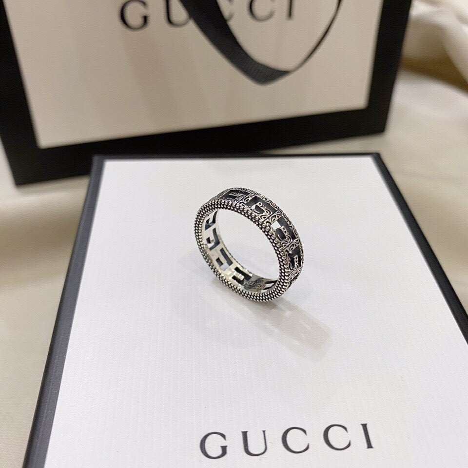 Anello sottile vintage in argento sterling con scheletro
