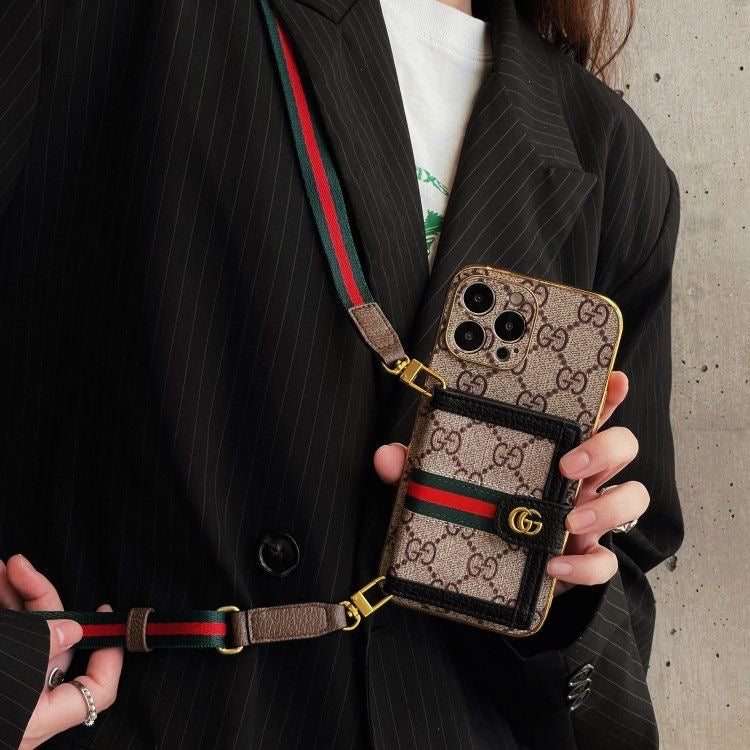 Custodia per telefono con catena per carte di credito per iPhone