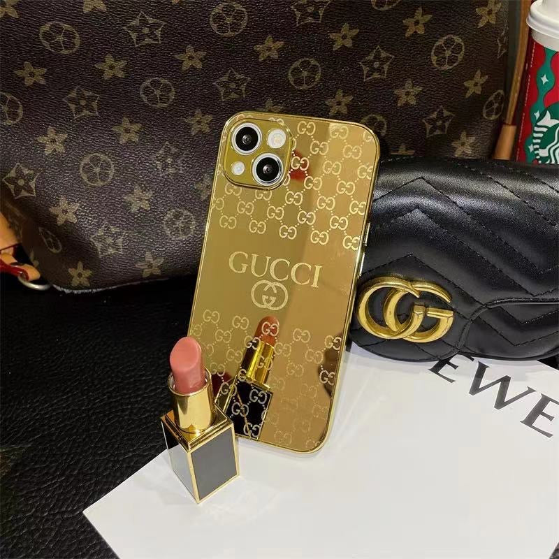 Custodia per telefono dorata alla moda per iPhone