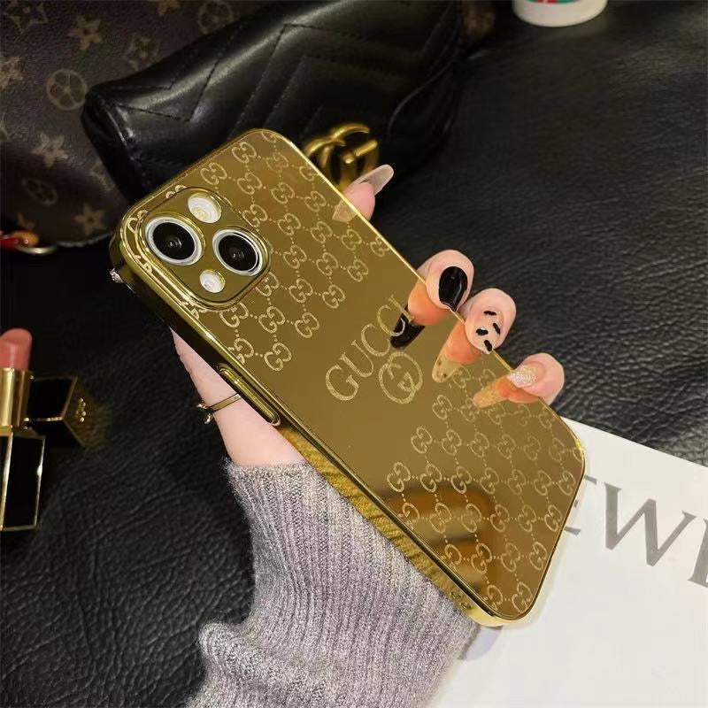 Custodia per telefono dorata alla moda per iPhone