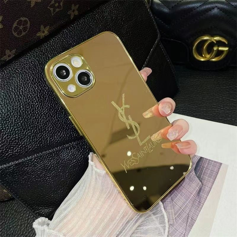 Custodia per telefono dorata alla moda per iPhone