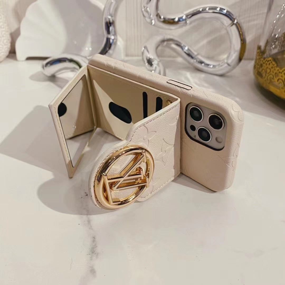 Custodia in pelle con specchio per iPhone