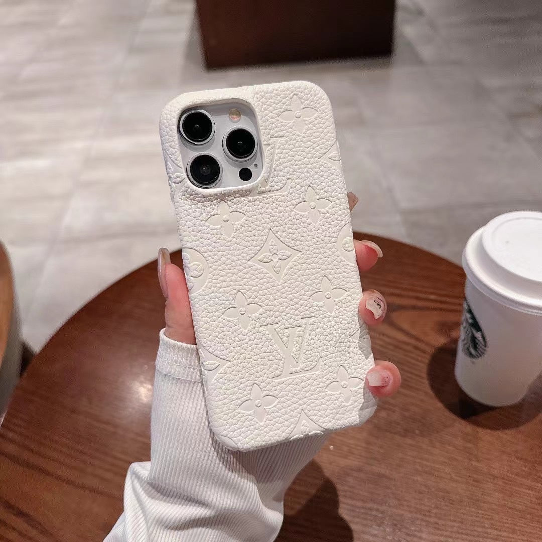 Custodia per telefono con design litchi per iPhone