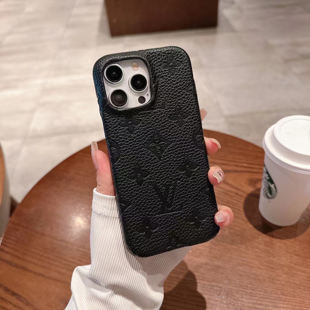 Custodia per telefono con design litchi per iPhone
