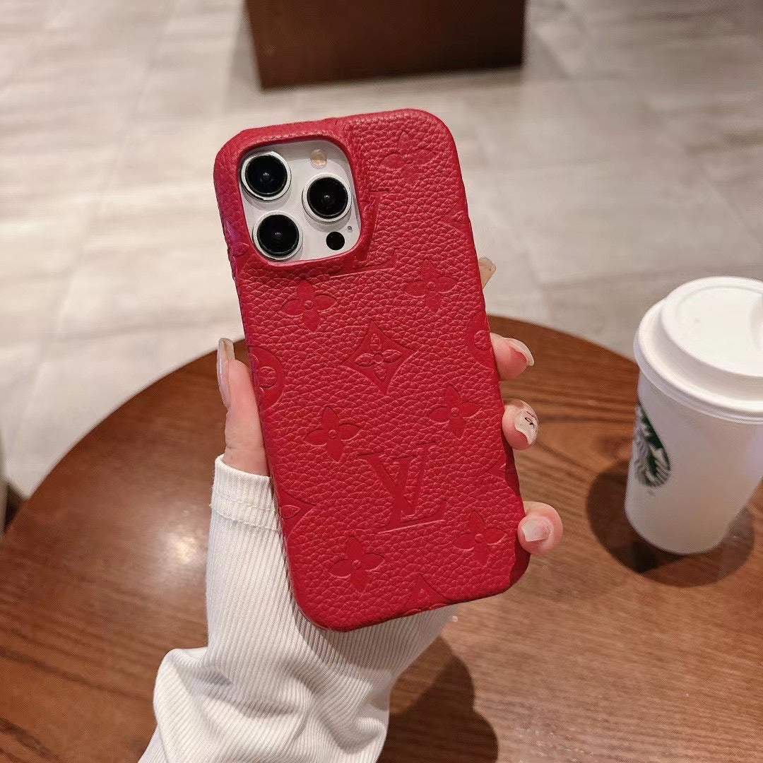 Custodia per telefono con design litchi per iPhone