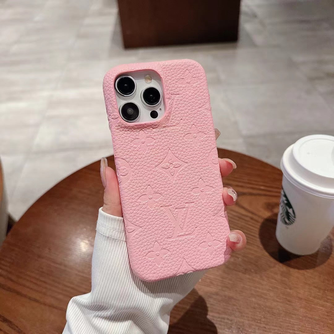 Custodia per telefono con design litchi per iPhone
