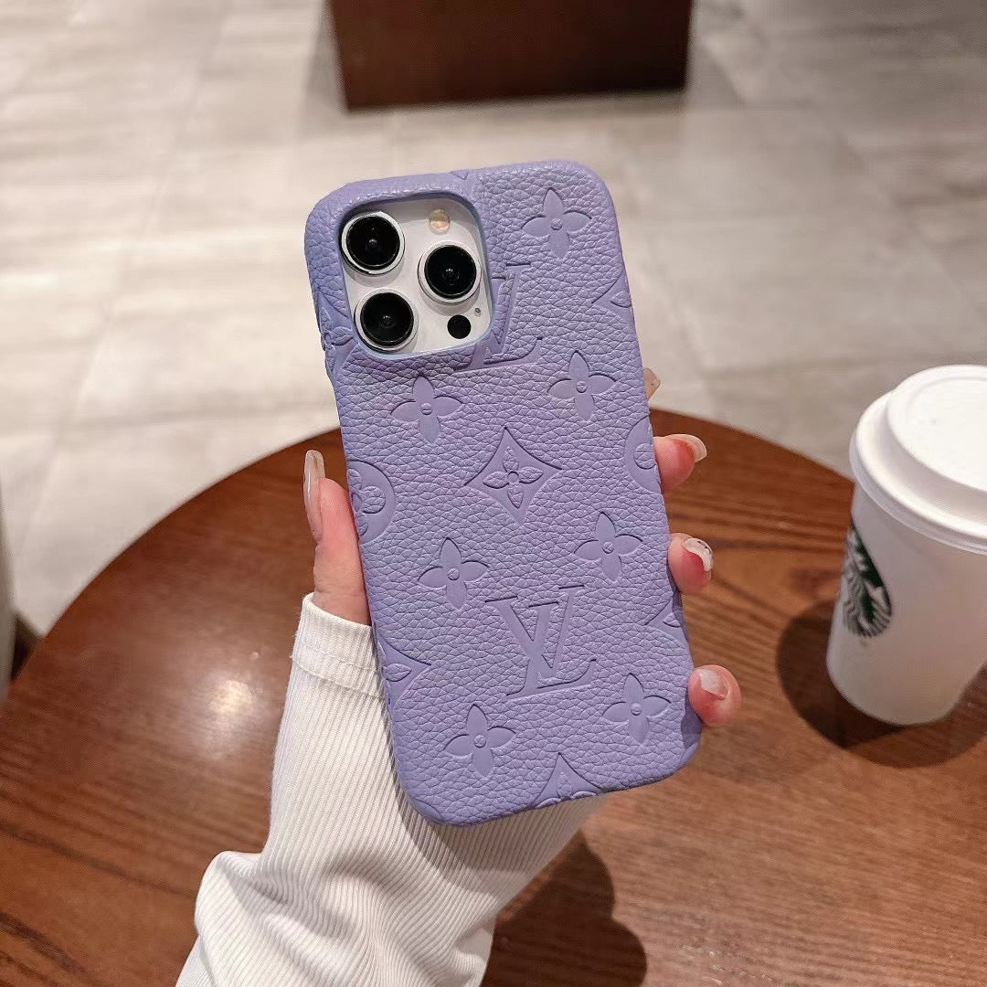 Custodia per telefono con design litchi per iPhone