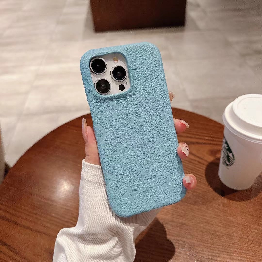 Custodia per telefono con design litchi per iPhone