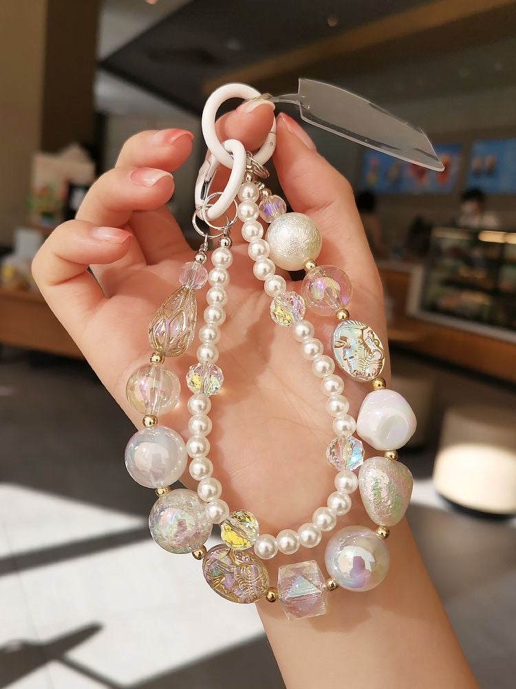 Ciondolo per telefono a forma di perla bianca