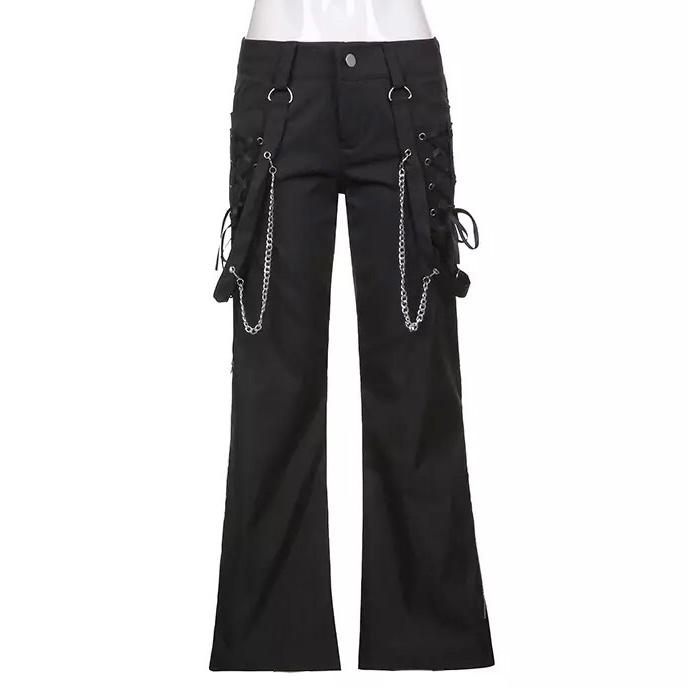Pantaloni a gamba larga e vita bassa Y2k