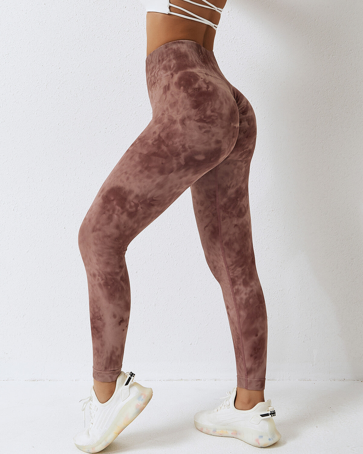Leggings senza cuciture Leslie Scrunch - Marrone
