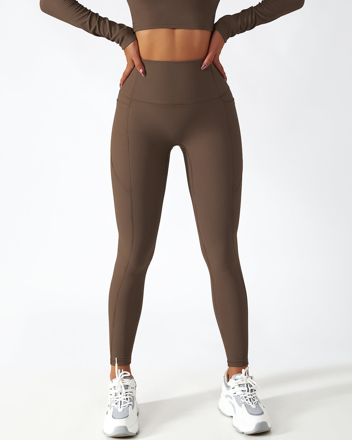 Leggings senza cuciture Riley con tasche - Marrone