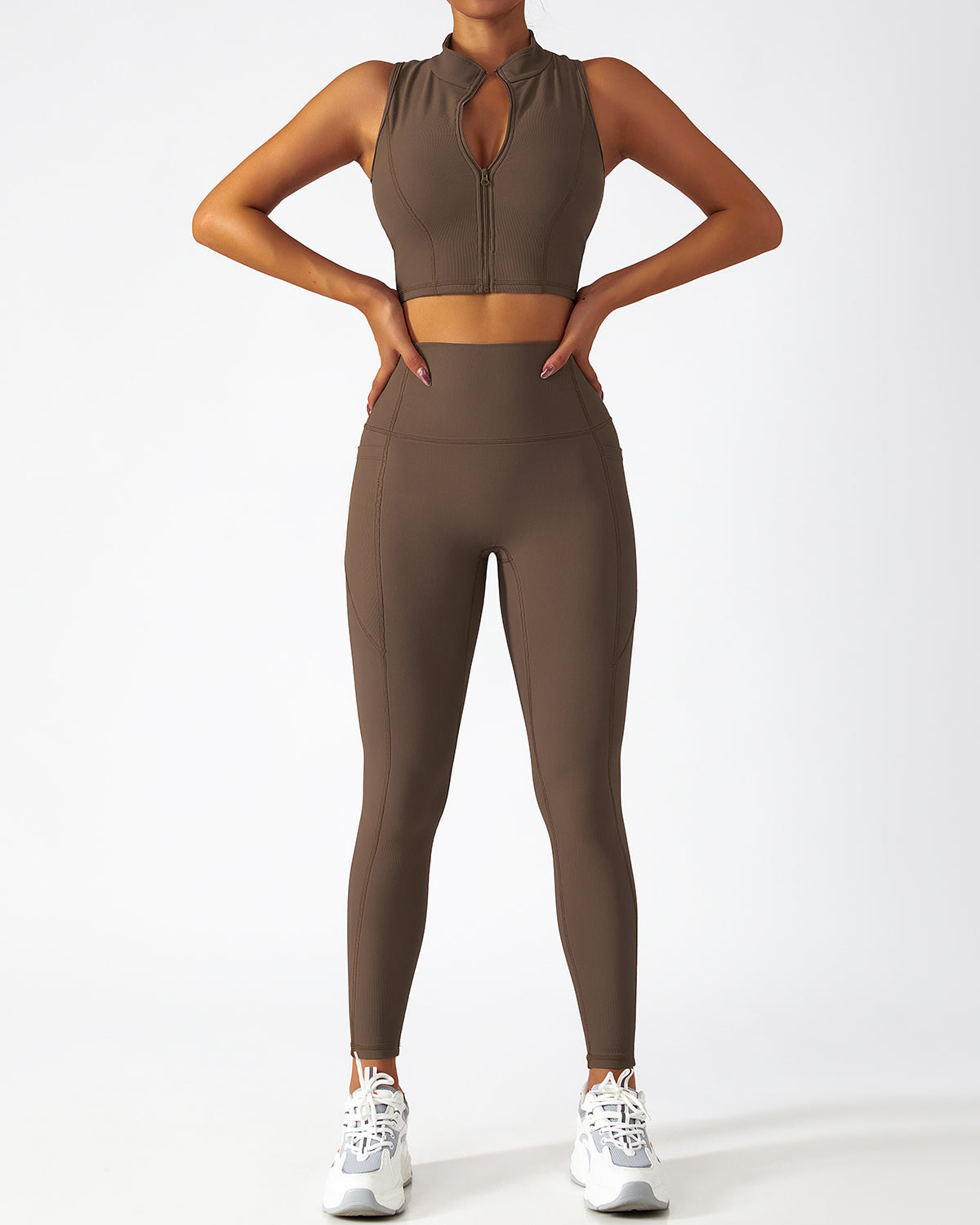Leggings senza cuciture Riley con tasche - Marrone