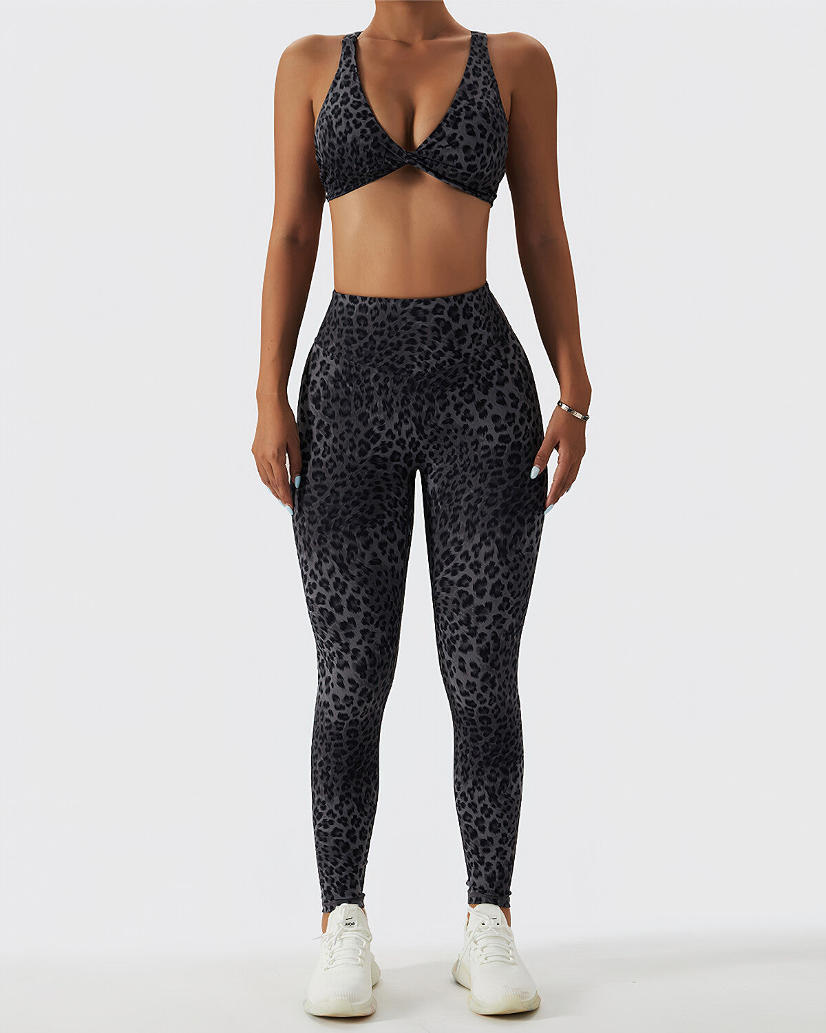 Leggings senza cuciture Sahara Leopard - Nero