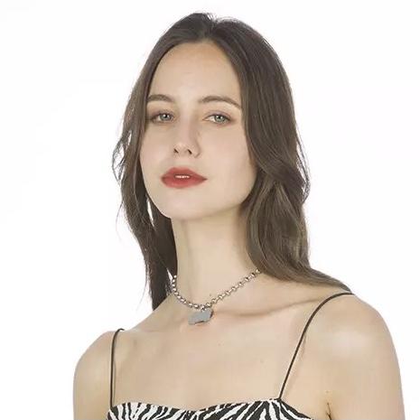 Collana girocollo Y2K in acciaio inossidabile con ciondolo in osso