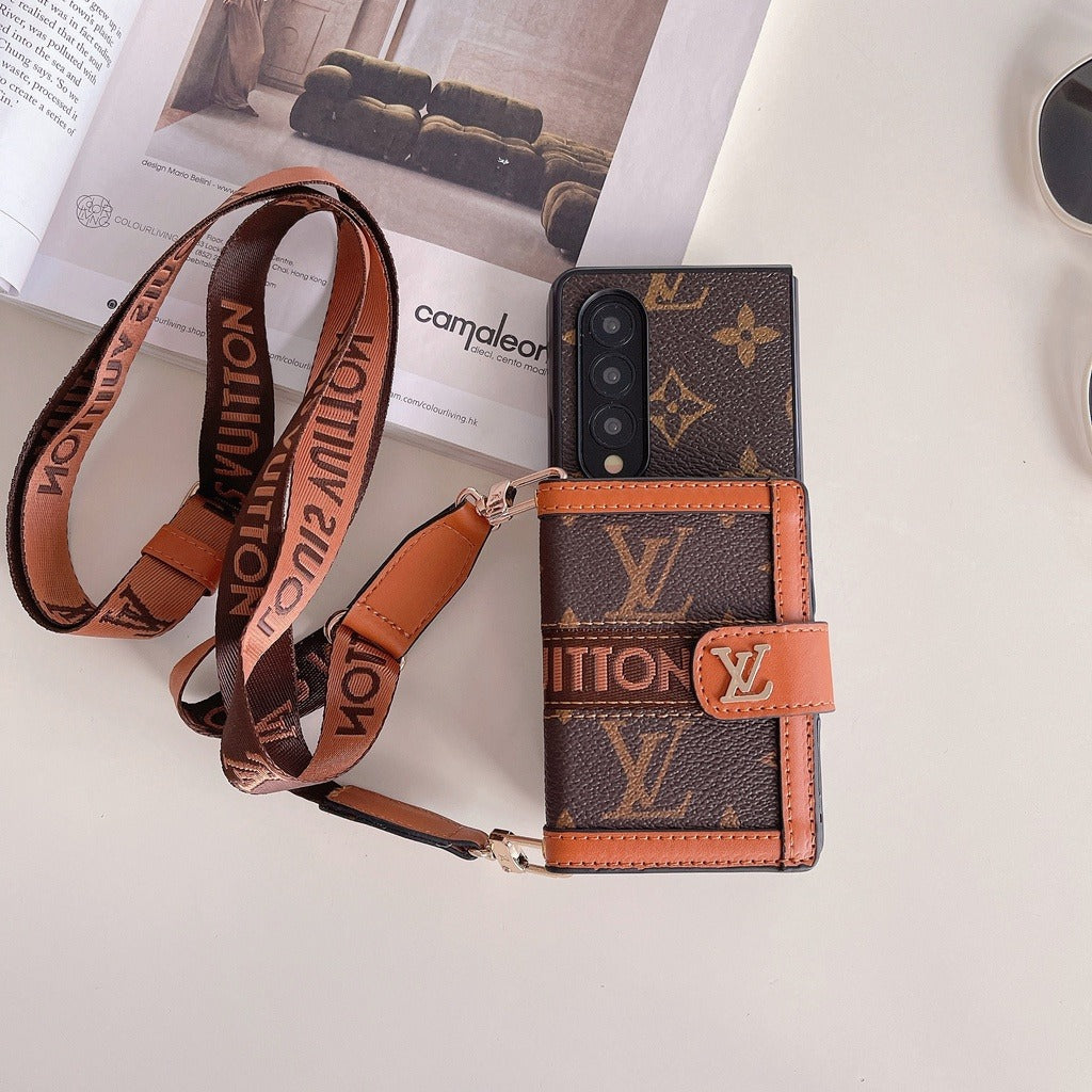 Braune Brieftasche Galaxy Z Fold Flip Case für Samsung