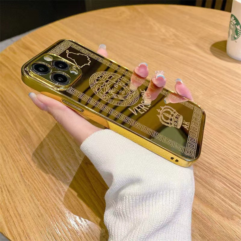 Custodia per telefono con design dorato per iPhone