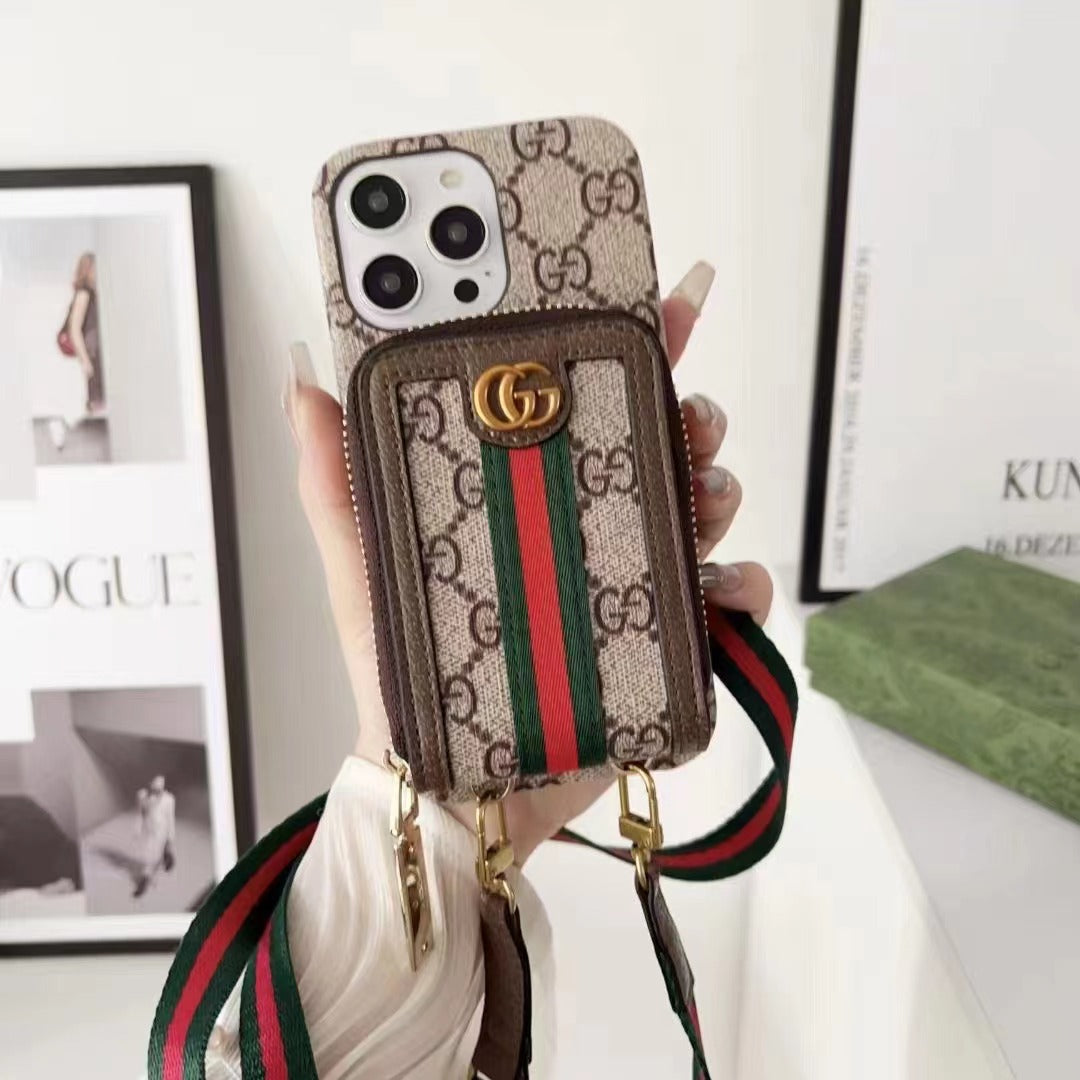 Custodia classica per iPhone con portafoglio grigio