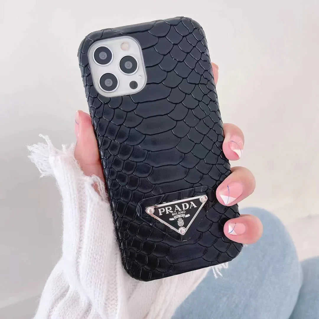 Custodia per telefono in pelle di serpente per iPhone
