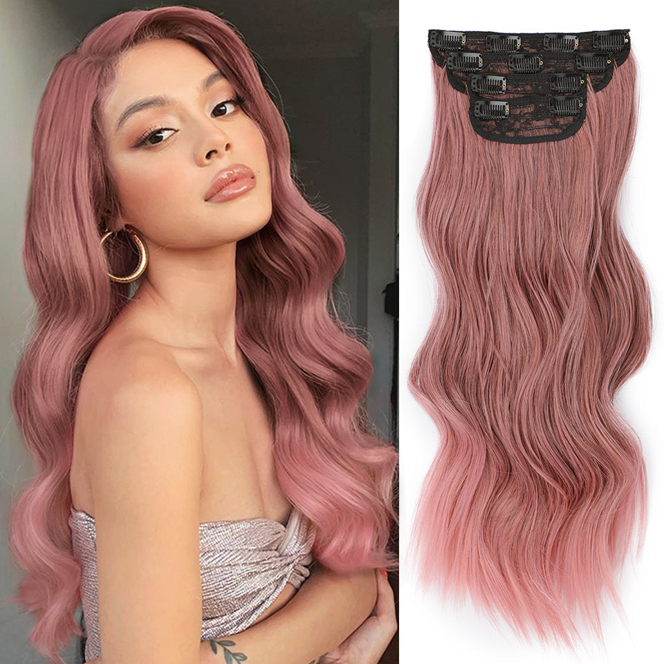 Extension per capelli lunghi e ondulati con clip (4 pezzi)