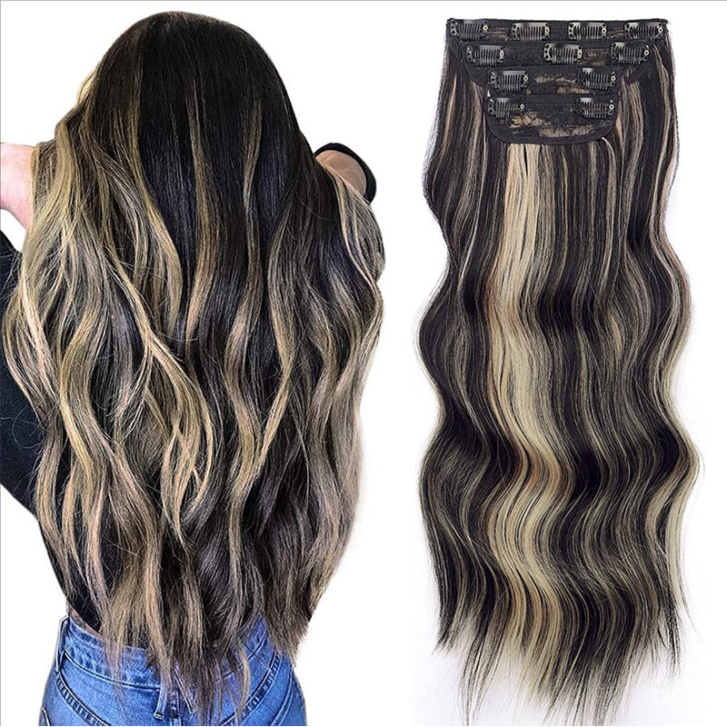 Extension per capelli lunghi e ondulati con clip (4 pezzi)