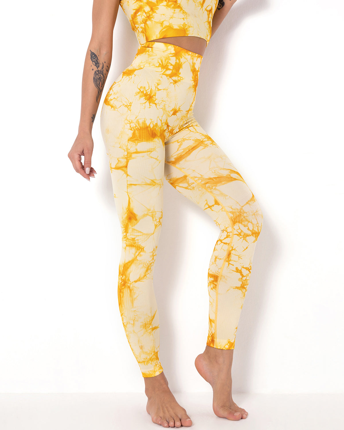 Leggings senza cuciture Diamond Dye - Giallo