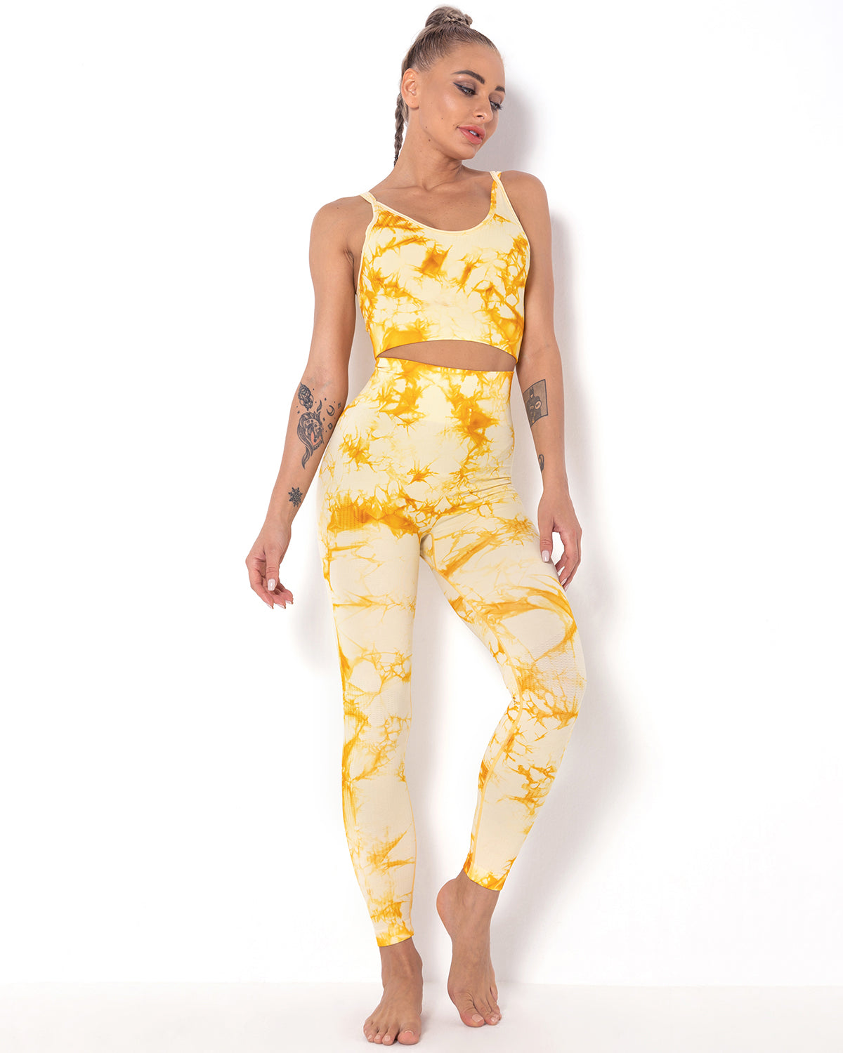 Leggings senza cuciture Diamond Dye - Giallo